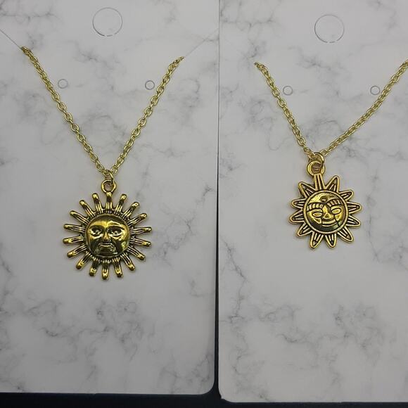 NWT 12 Pack Handmade Gold Plated Universe Sun Moon Star Cloud Necklace Set - Picture 7 of 8